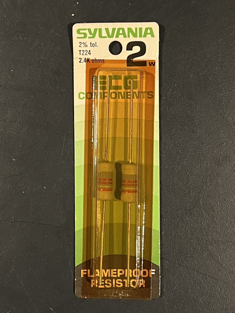 Sylvania T224 Flameproof Resistor 2.4K ohms 2w 2-pack NOS