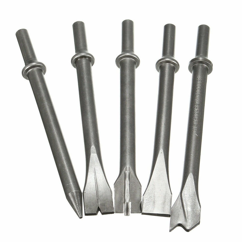 5Pcs 7'' Extra Long Air Hammer Punch Chipping Chisel Bit Set Tool .401" Shank