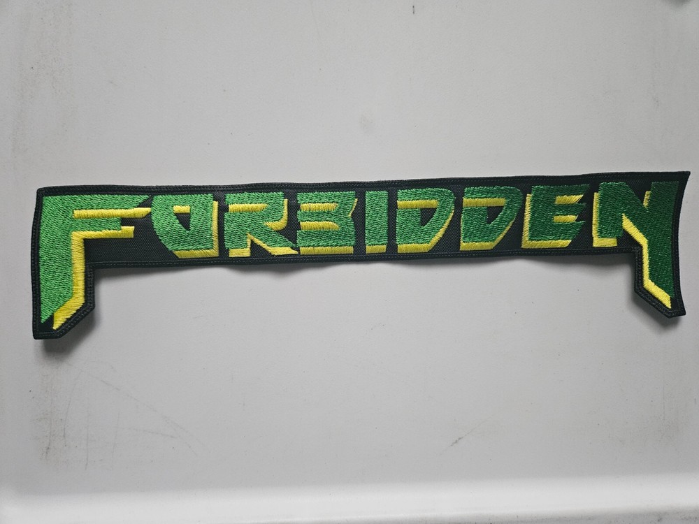 FORBIDDEN, SEW ON GREEN AND YELLOWEMBROIDERED LARGE BACK PATCH