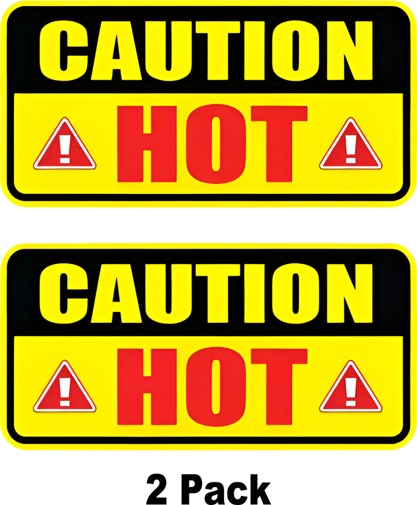 2x Caution Hot Sticker Decal
