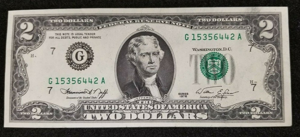 1976 $2 Shift ERROR 15356442 Neff Treasurer Bicentennial Huge shift error uncirc
