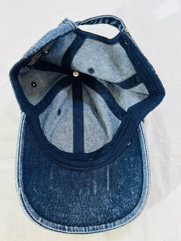 FayCo Hat Cap Strap Back Denim Leopard Pumpkin Fall Distressed One Size Womens