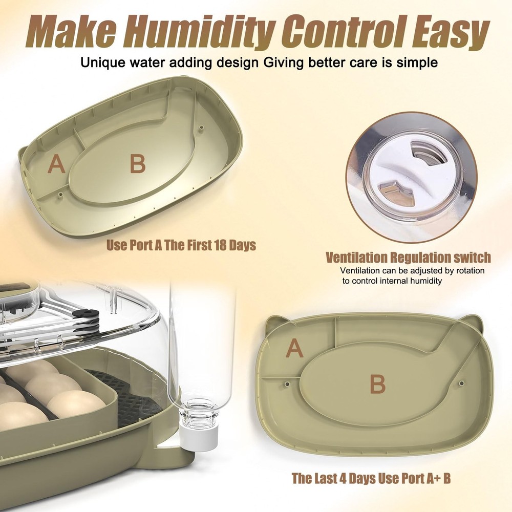 Incubators for Hatching Eggs, 24 Egg Incubator with Automatic Turning and Hum...