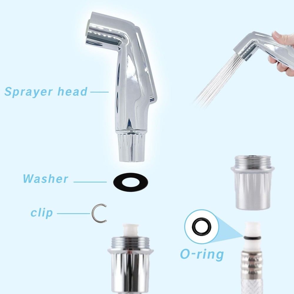YAFIYGI 1 Pack Sink Sprayer Replacement Head Set Universal Kitchen Chrome