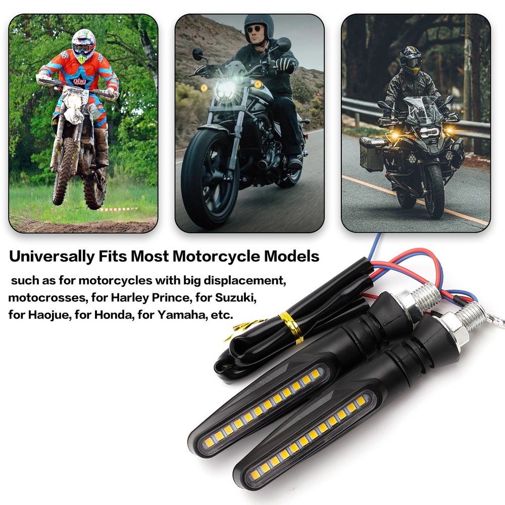 4PCS Flowing Motorcycle LED Turn Signals Light Indicator Blinker Tail Lights