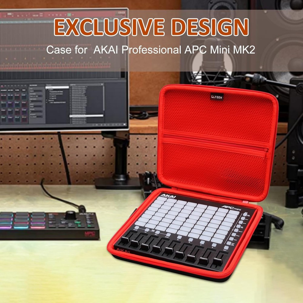 LTGEM Case Compatible with AKAI Professional APC Mini MK2 / 5.Black+Red