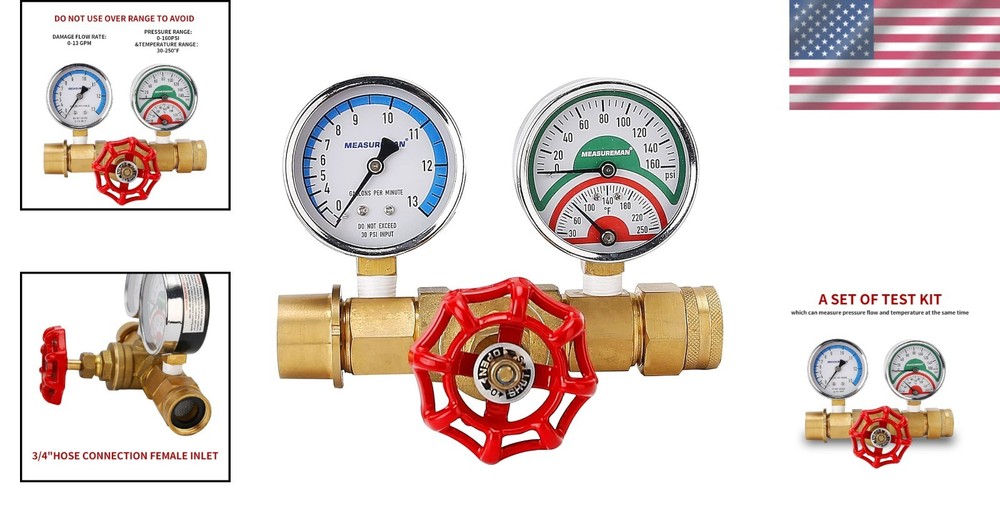 Accurate Water Flow, Pressure & Temperature Assembly - Brass Construction