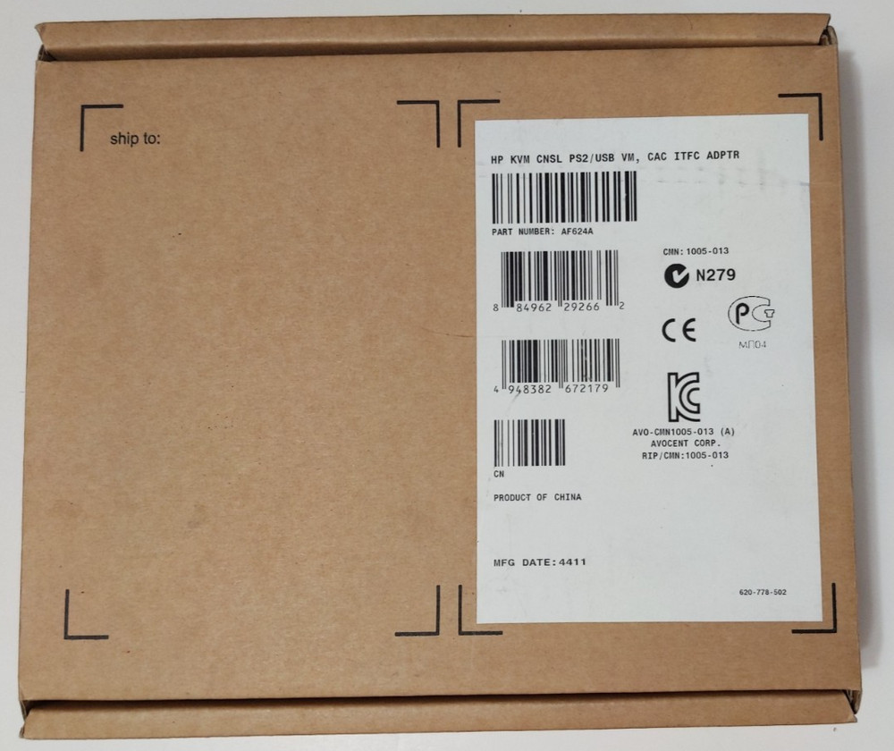 HP AF624A KVM Console PS2 USB Virtual Media CAC Interface Adapter New Sealed