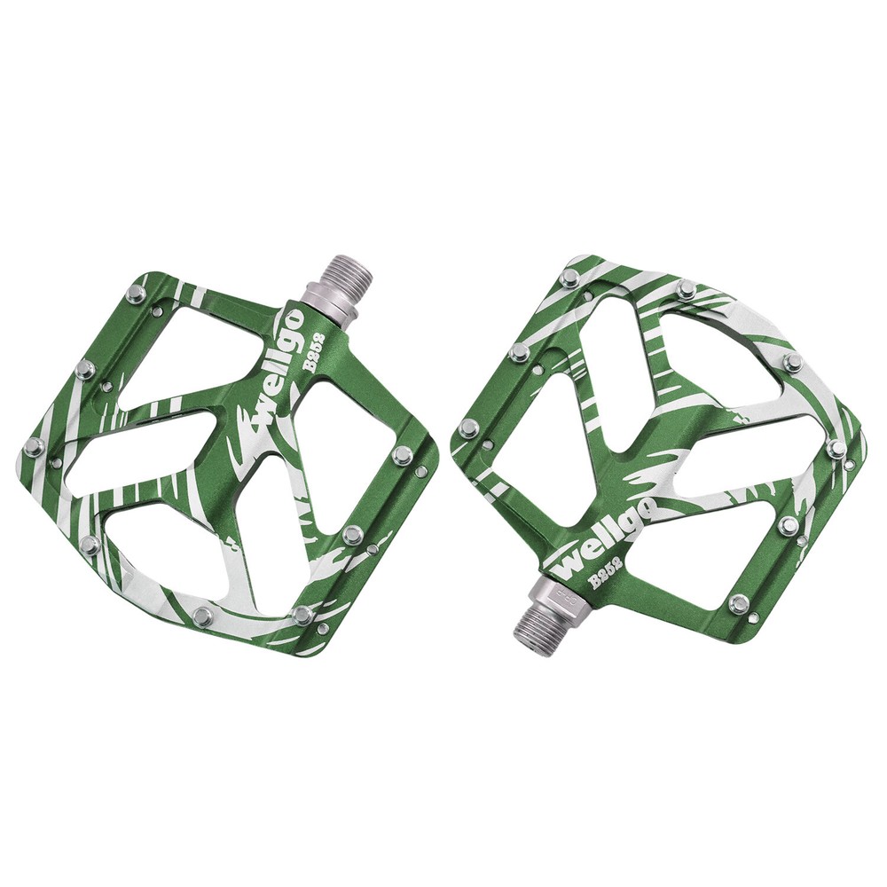 Wellgo B252 Flat Pedals Low Profile Design , Green