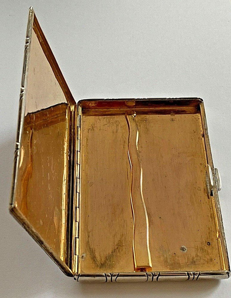 ANTIQUE 193 Gr. STERLING SILVER & GILDING MASSIVE CIGARETTE CASE