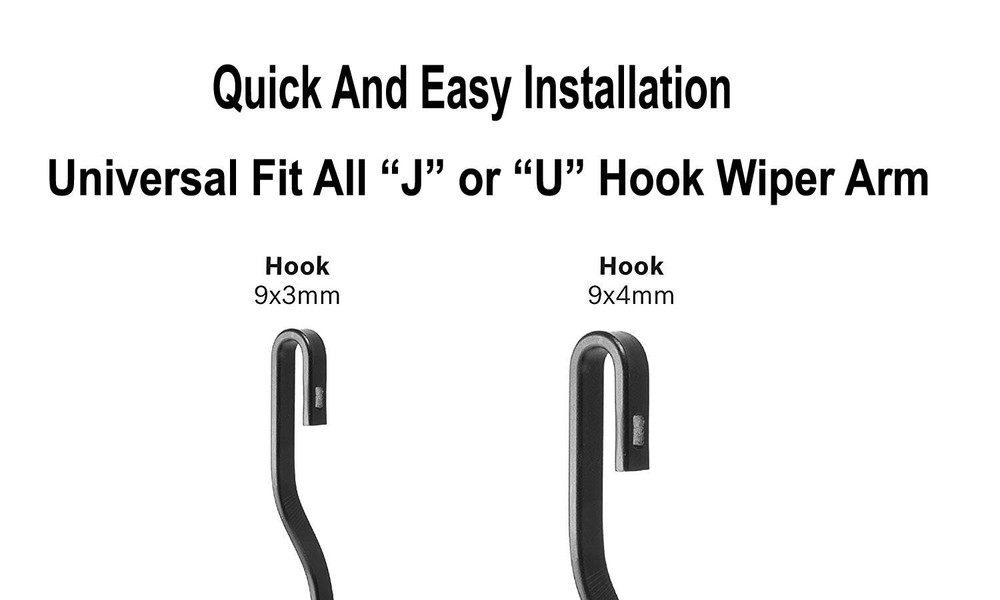 24"+ 18" Inch Windshield Wiper Blades J-hook High Quality Bracketless Frameless