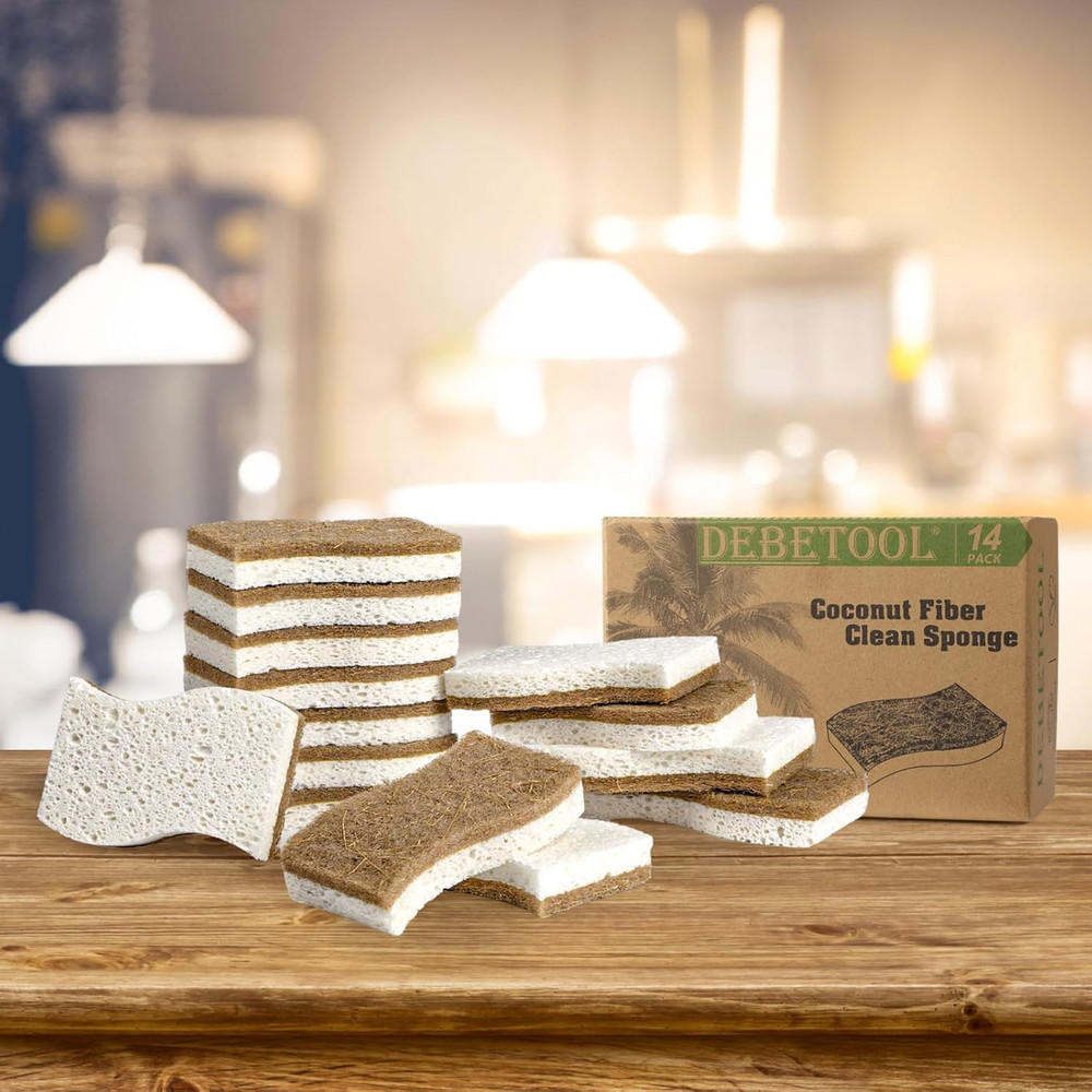 Natural Kitchen Sponge, Eco-Friendly Dish Sponge for Kitchen - Biodegradable Cel