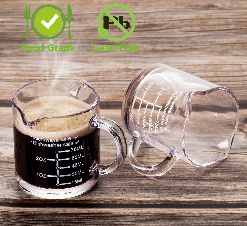 Ackers Etched Scale Espresso cup with Handle, Thickened Bottom and Wall, Doub...