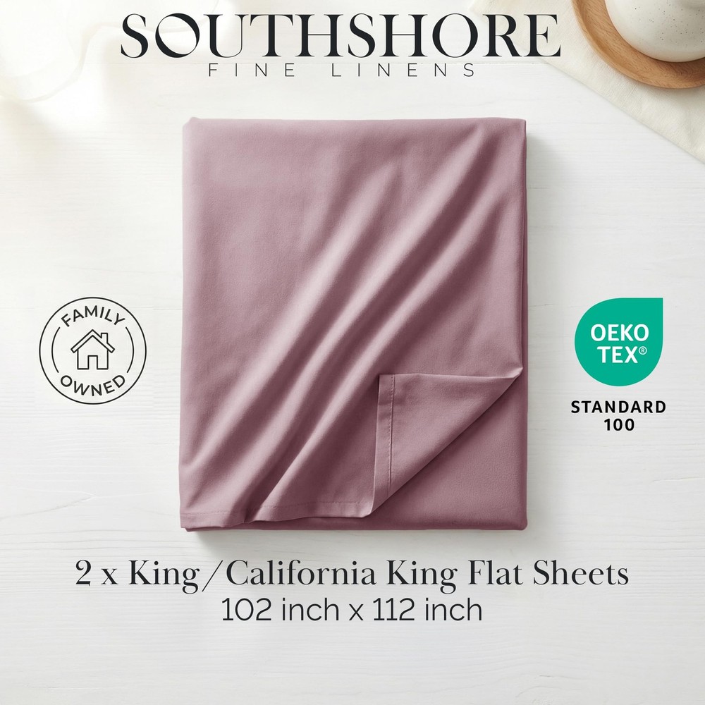 , Inc. 2-Pack King Flat Sheet Only, Premium Oversized Bed Sheets, King Size T...