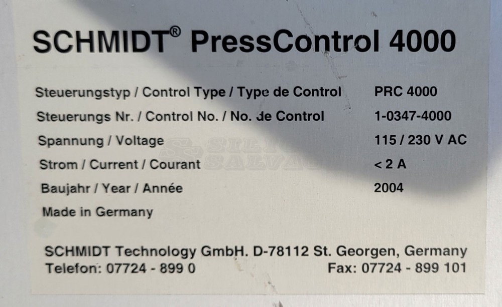 Lot Schmidt PRC 4000 Press Control & 2x 415 Servo Press Modules 4.5kN Force 200m
