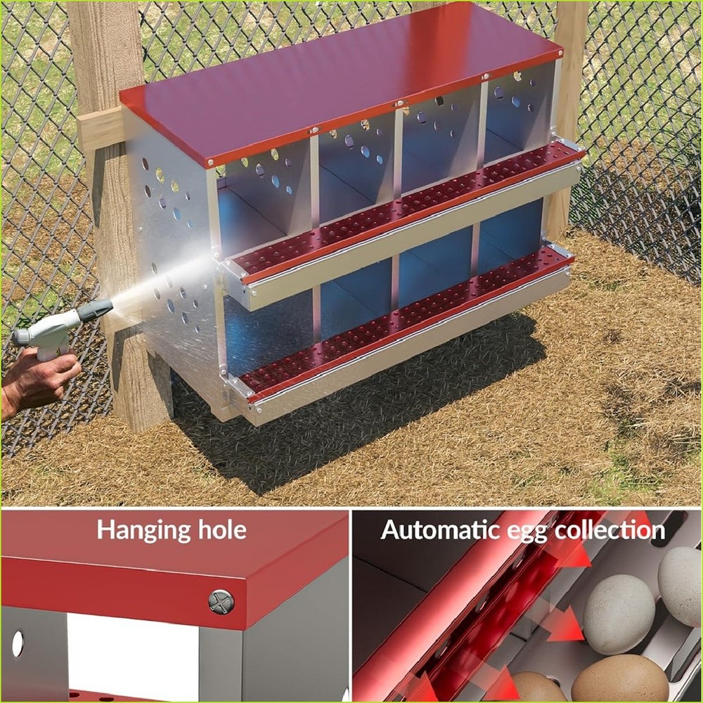 8 Compartment Chicken Nesting Boxes Metal Nesting Boxes Chicken Egg Laying Box