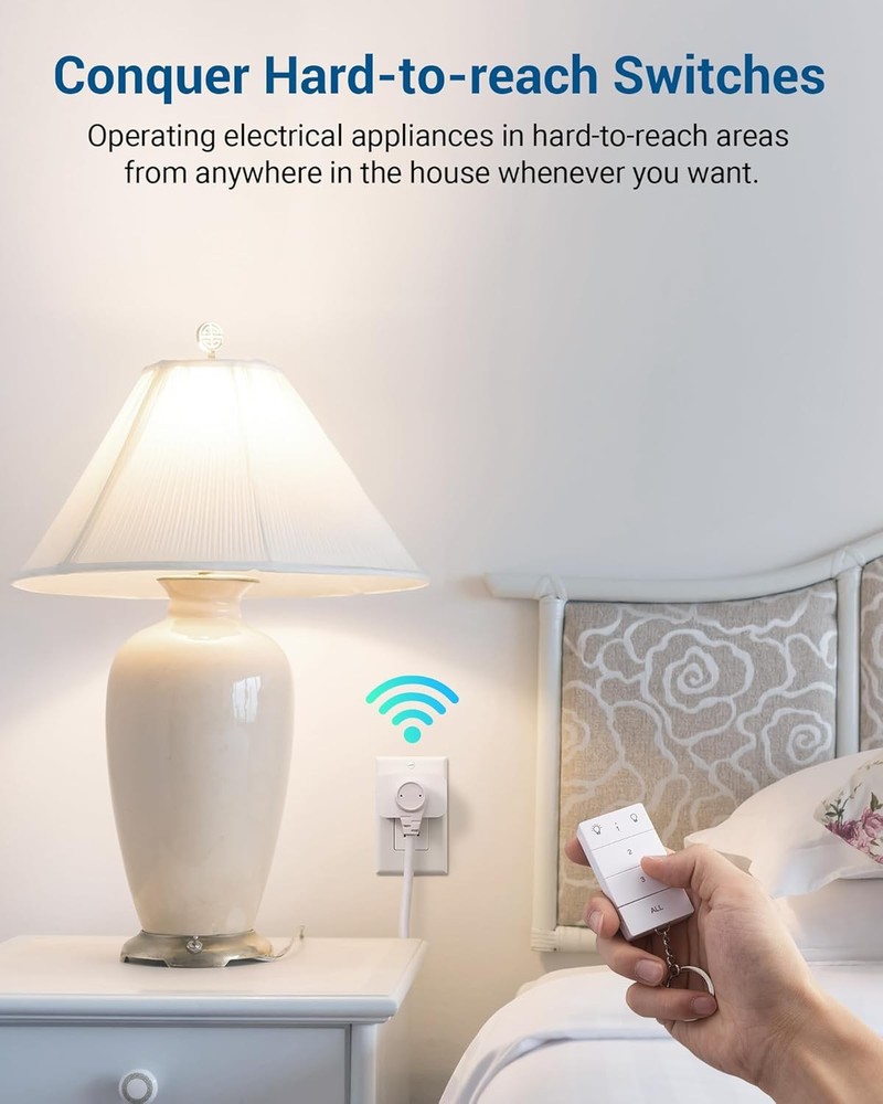 1 Remote + 3 Outlets Wireless Remote Control Outlet, 125V/15A, Programmable