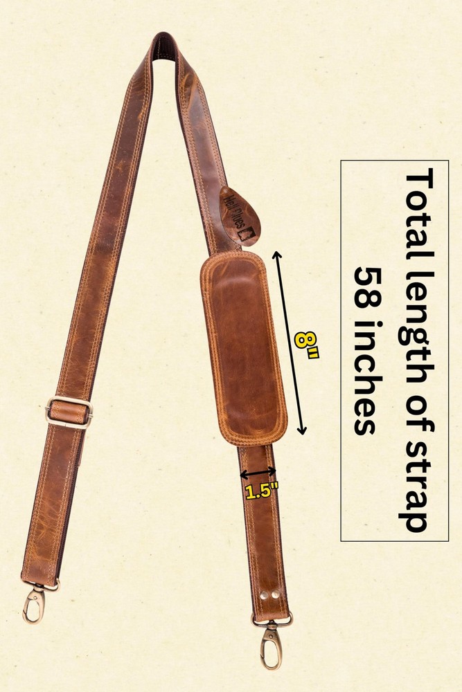 Bag Strap Replacement - Genuine Leather, Double Layered, Brass Swivels