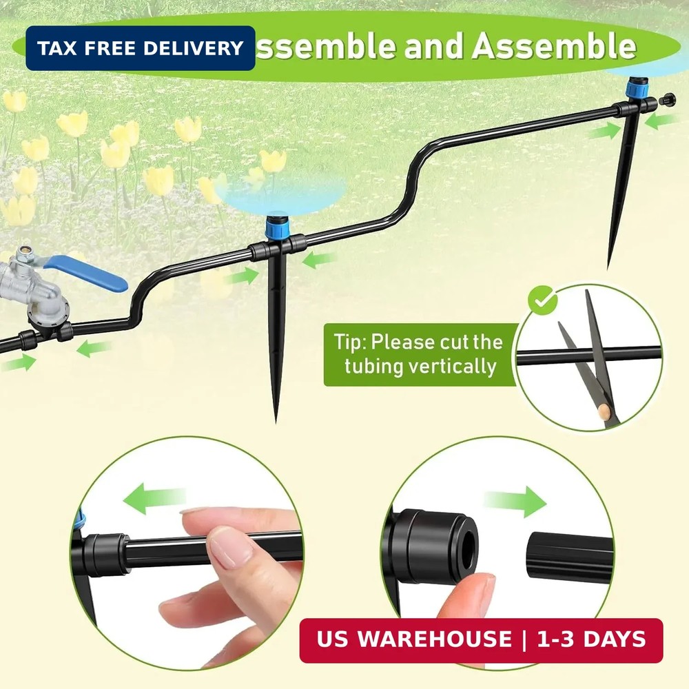 118FT Drip Irrigation System, Garden Watering System, Quick-Connect Drip Irrigat
