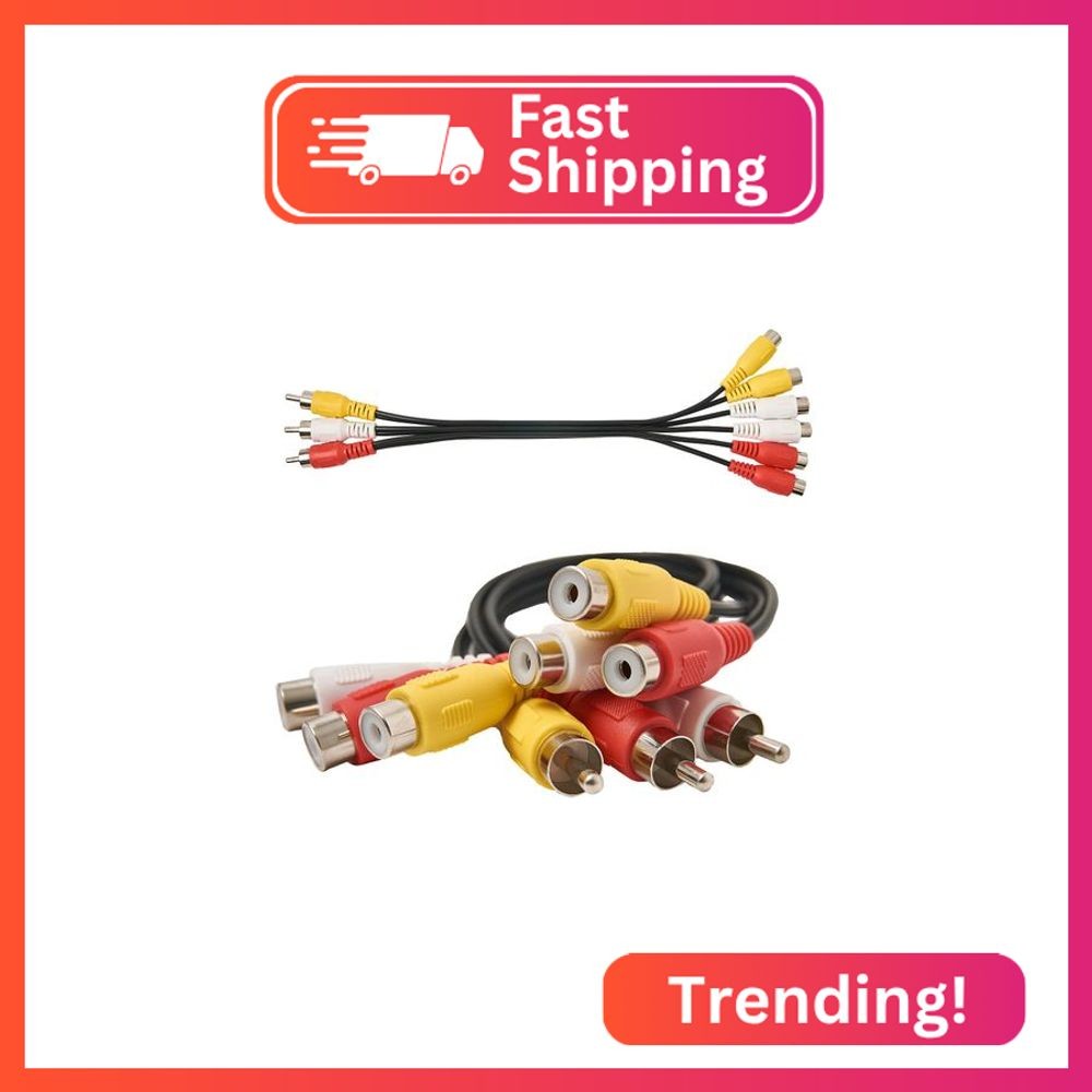 AV Cable Splitter, 3 RCA Male Jack to 6 RCA Female Plug Splitter Audio Video Av