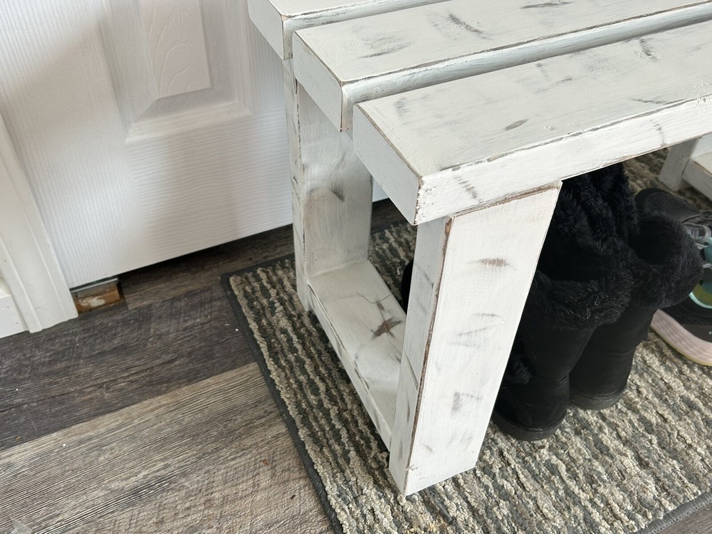 Handcrafted Distressed Entryway Bench Rustic Farmhouse