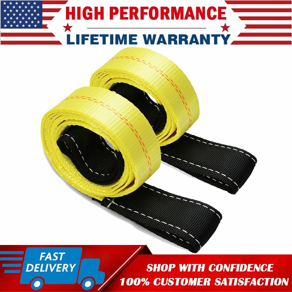 2 Pack 6ft x 2in Lifting Sling Straps with Heavy Duty Flat Loops 10000Lbs Nylon