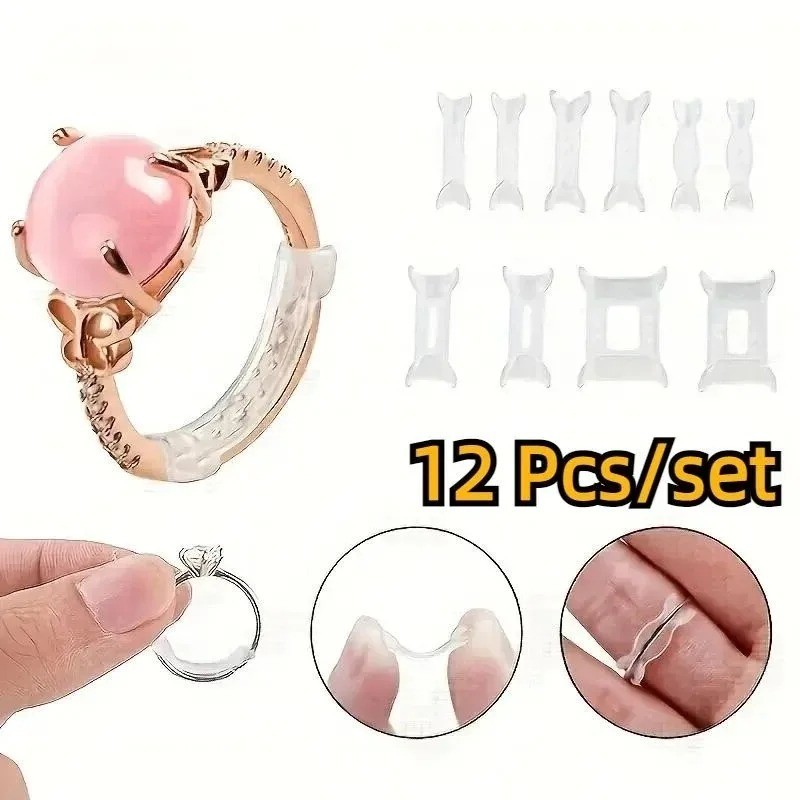 12 Rings/ set, adjustable pad, ring size adjuster, fixed loose ring size