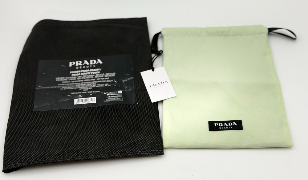 Prada Beauty Reversible Drawstring Makeup Bag Pouch ~ Light Green / Black