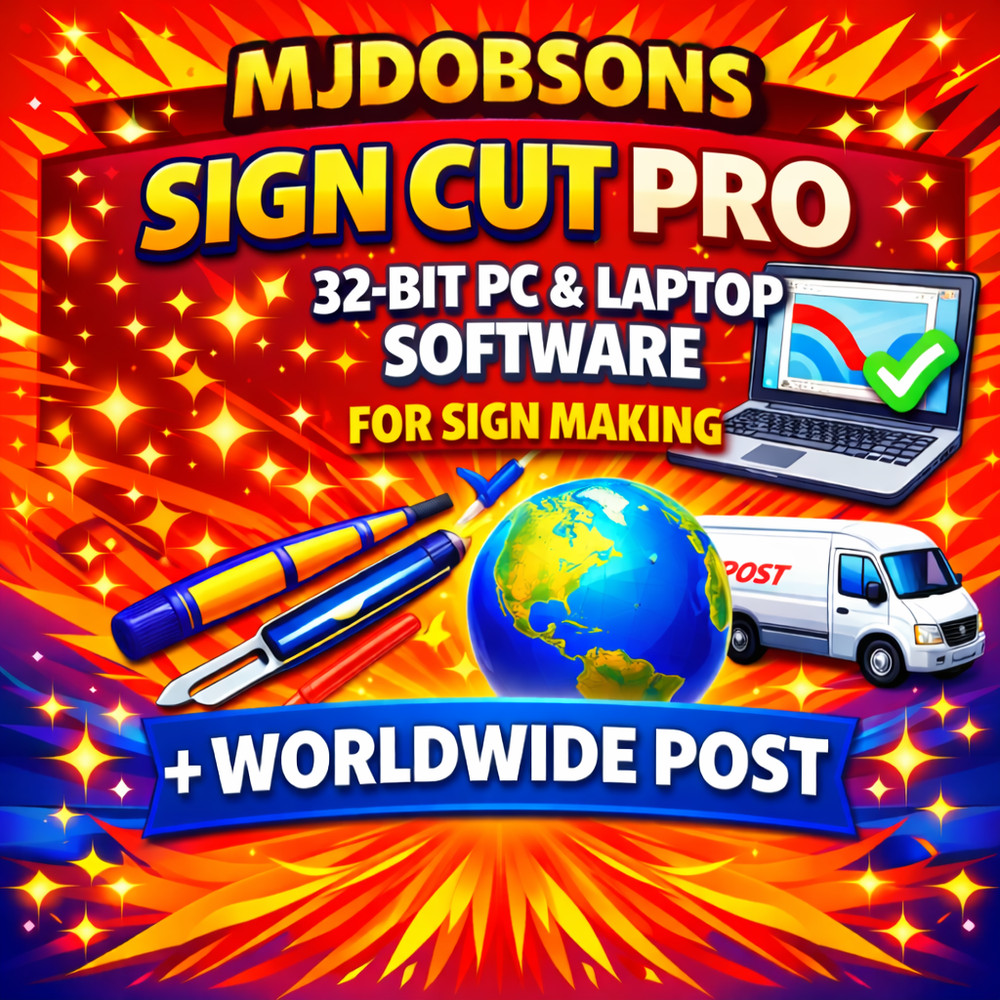 Sign Cut Pro 32 Bit USB For Laptops PC's NO INTERNET OR SUBSCRIPTION REQUIRED