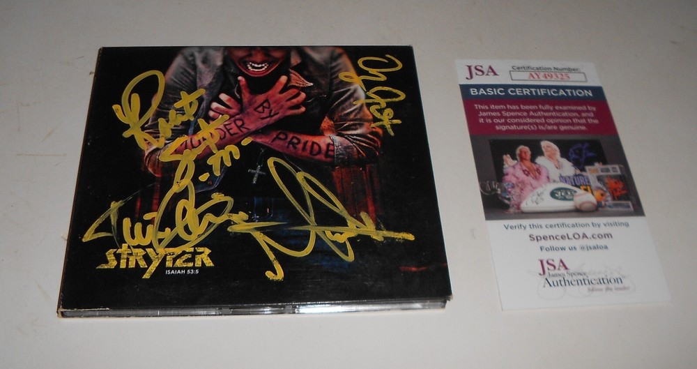 Stryper GROUP SIGNED Murder By Pride CD Cover JSA CERT