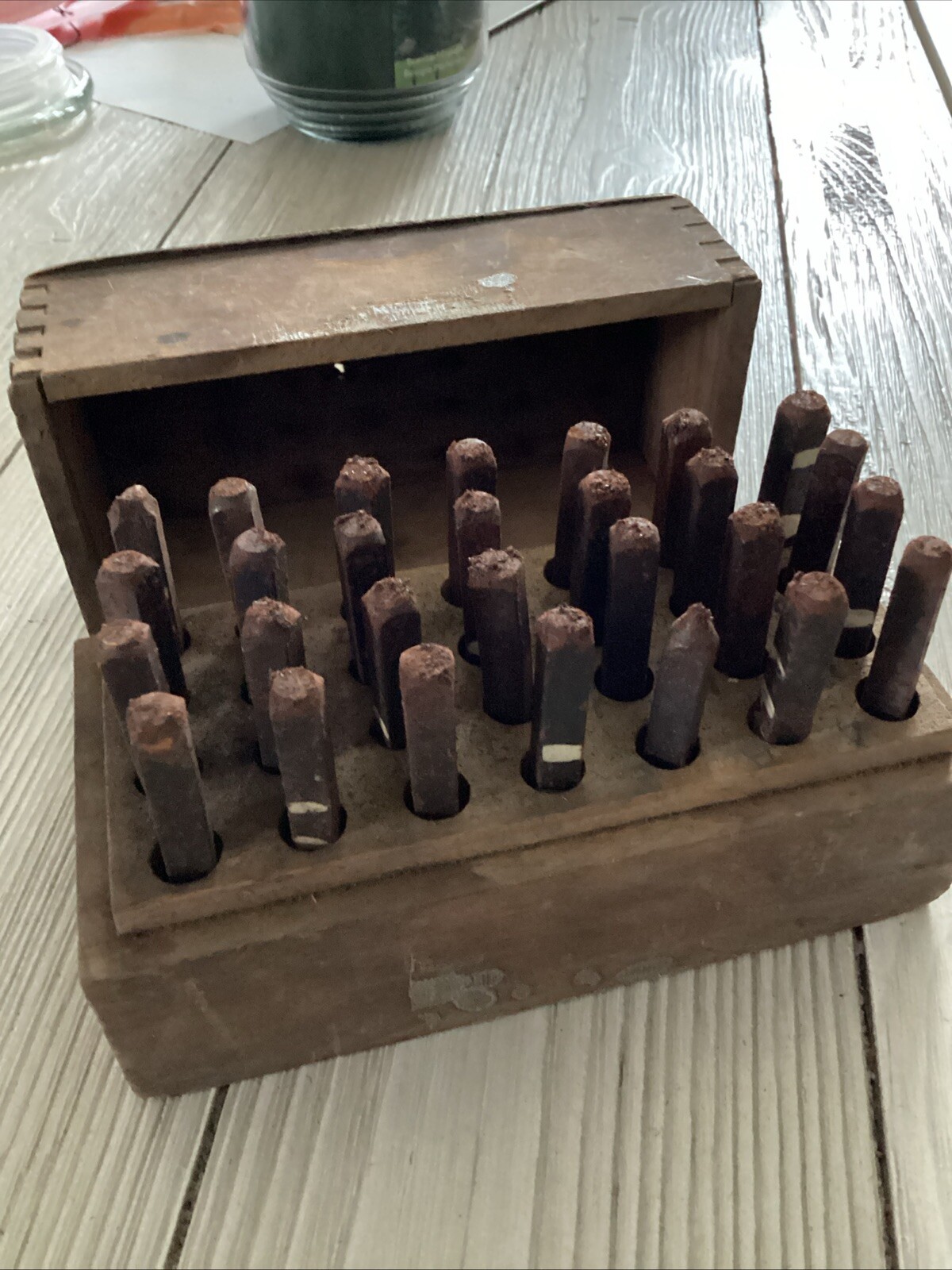 VTG Box Of Machinists Steel Letters. Set Of 28