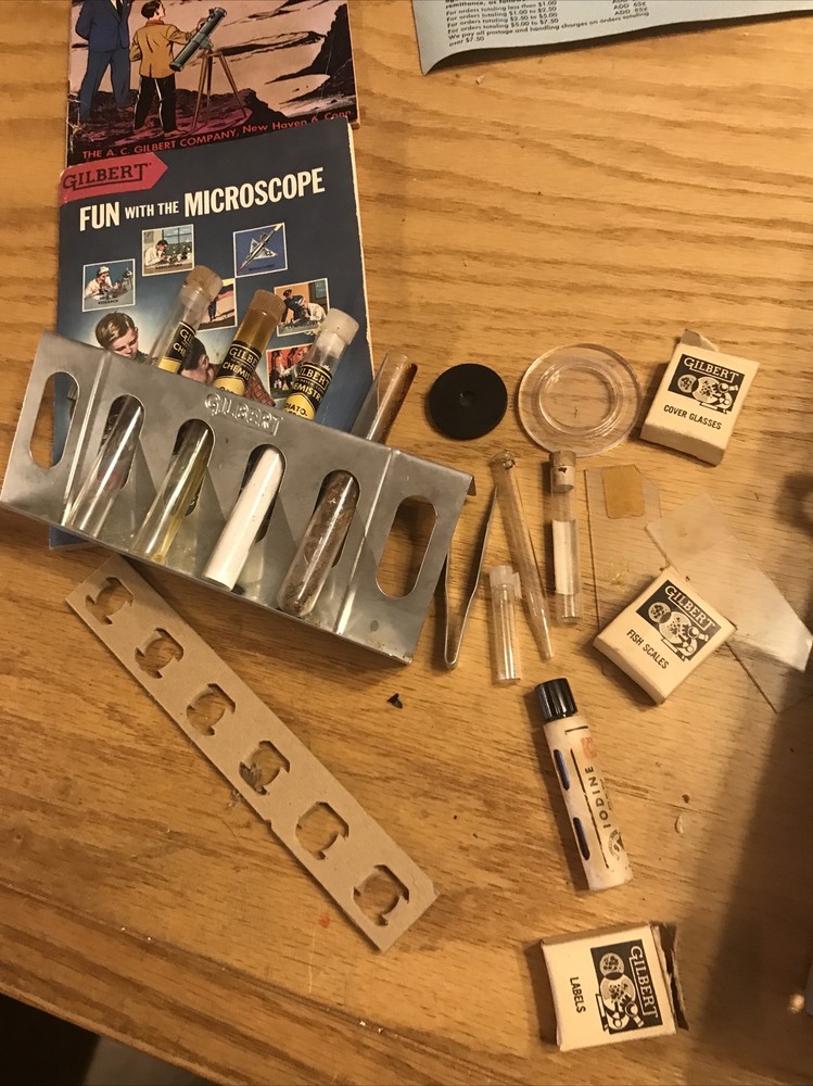 Gilbert Microscope and Lab Set - Original Metal Case, Microscope, Booklets 13022