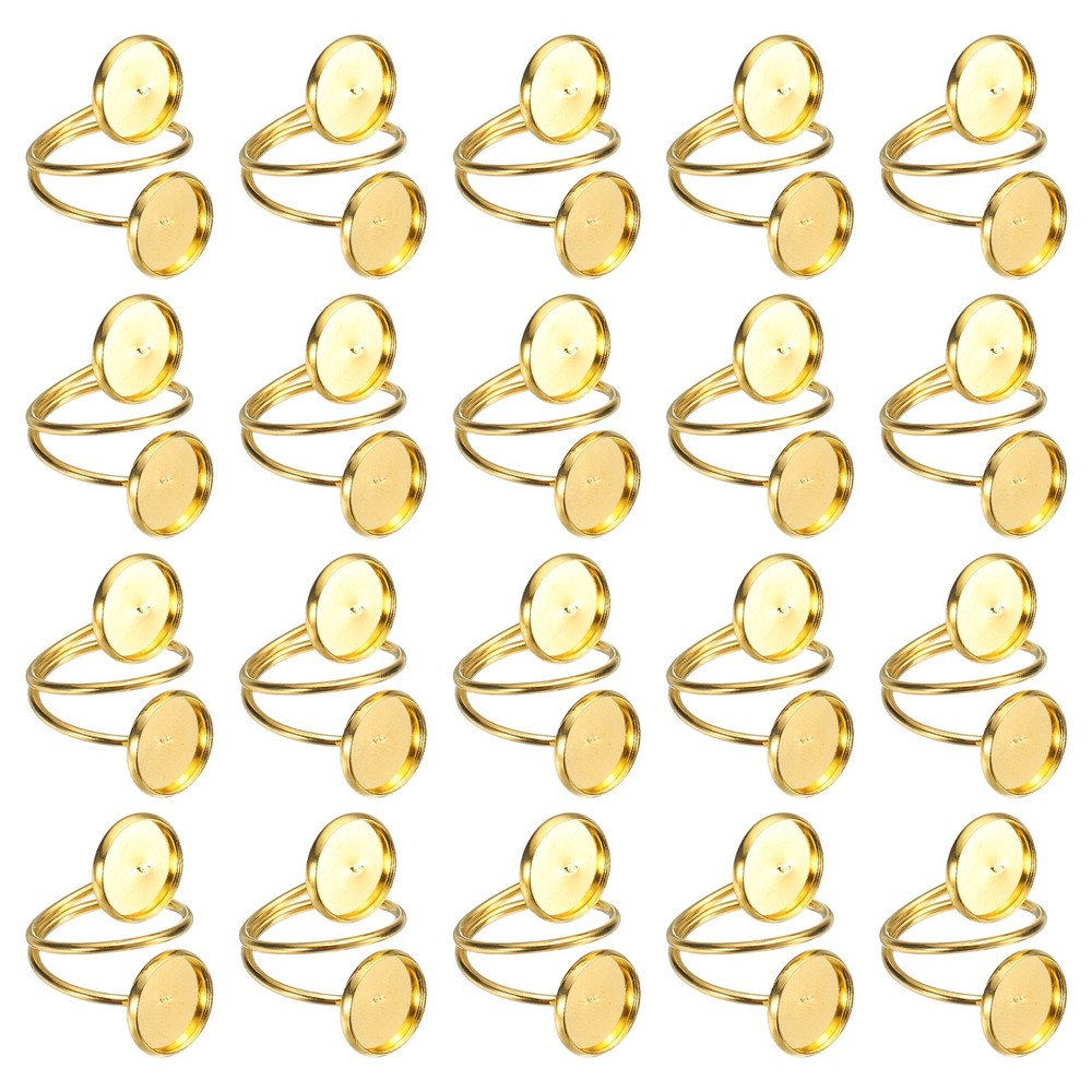 Ring Blank, 20 Pcs Adjustable Finger Ring Blank Base 12mm, Gold