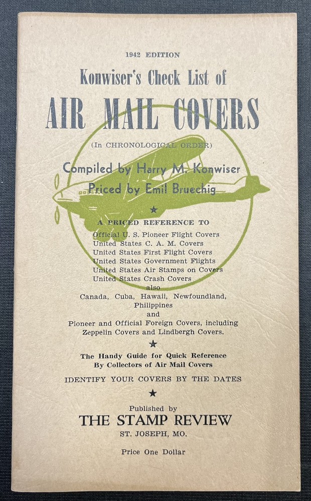 USA - Konwiser’s Check List Of Air Mail Covers (with prices) 1942 Edition