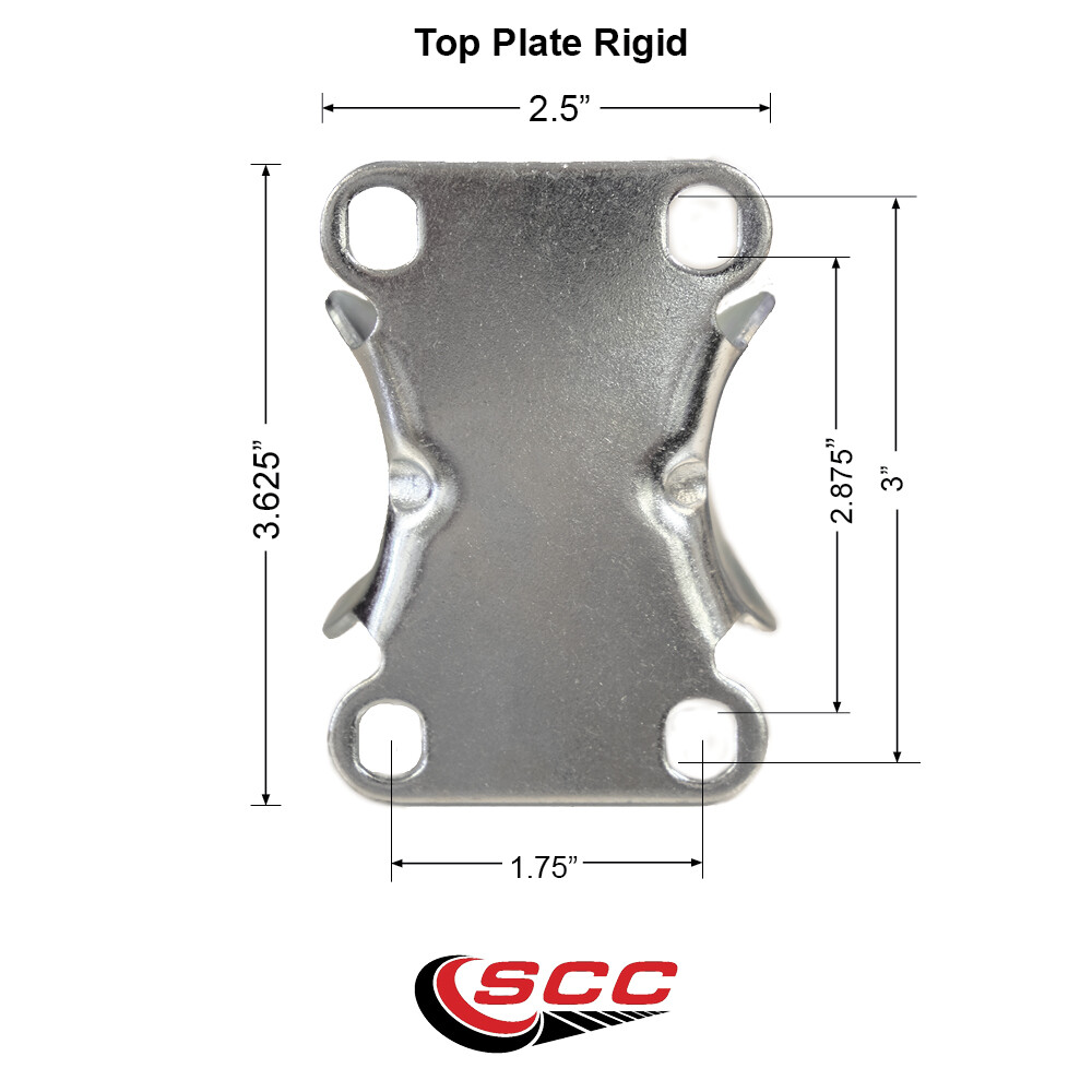 3.5 Inch 316SS Solid Polyurethane Wheel Rigid Top Plate Caster Service Caster