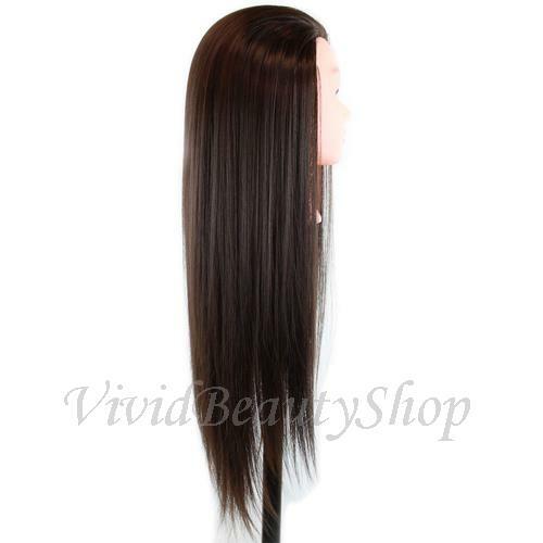 28" Mannequin Head Synthetic Hair Training Manikin Cosmetology Doll Dark Brown