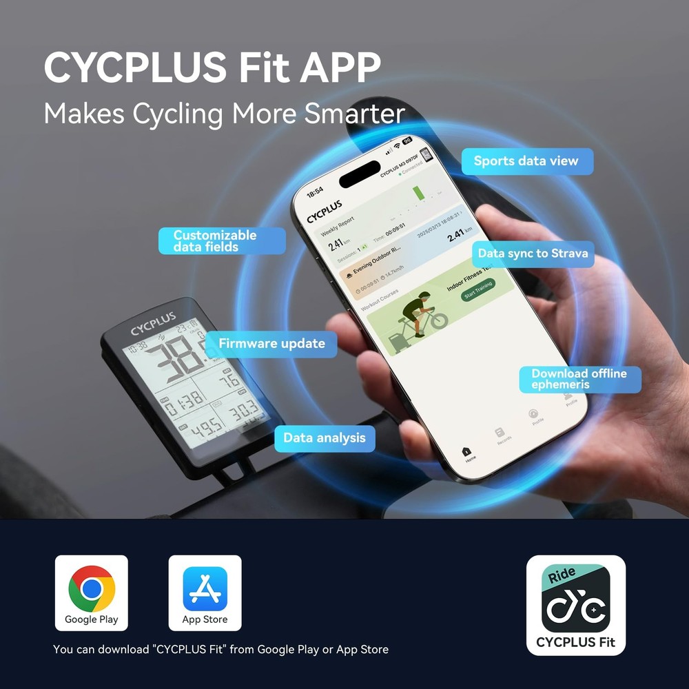 CYCPLUS Bike Computer GPS Wireless, ANT+ Cycling Computer GPS with Bluetooth,...
