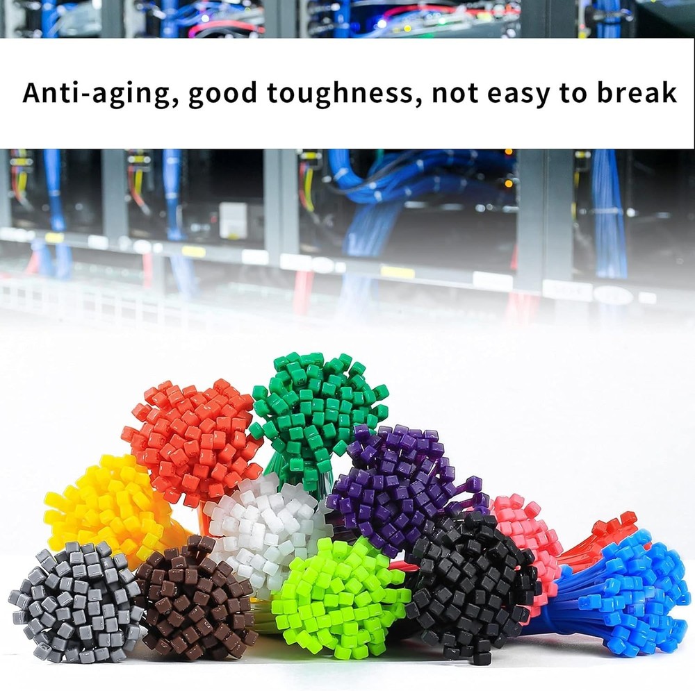 1200Pcs Mixed Colored Zip Ties,4Inch Multicolor Self-Locking Nylon Cable Zip T..