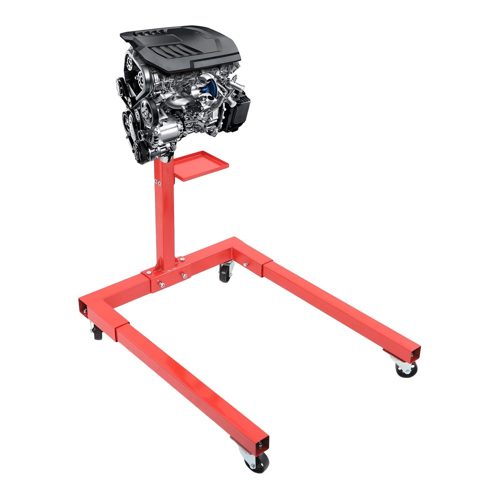 360° Rotating Engine Stand 1250lbs Capacity Red Engine Mount W/ Tray & 4* Wheels