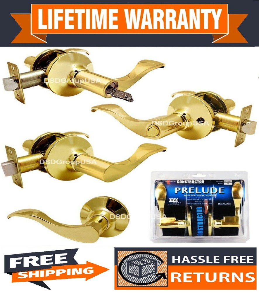 Constructor Prelude Polished Brass Door Lock Lever Entry /Prvacy /Passage /Dummy
