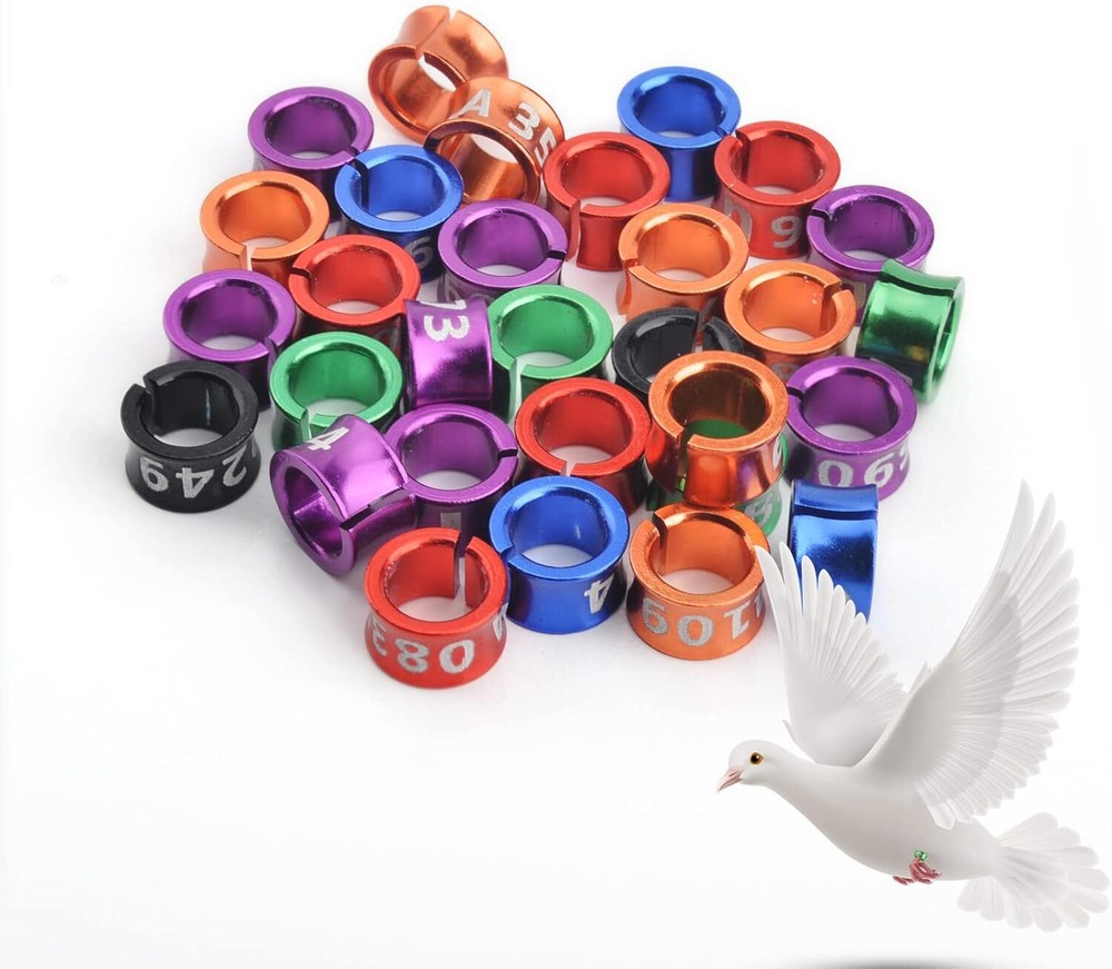 50 Pcs Open Split Aluminum Bird Anklet for   Birds Identification Training Ring