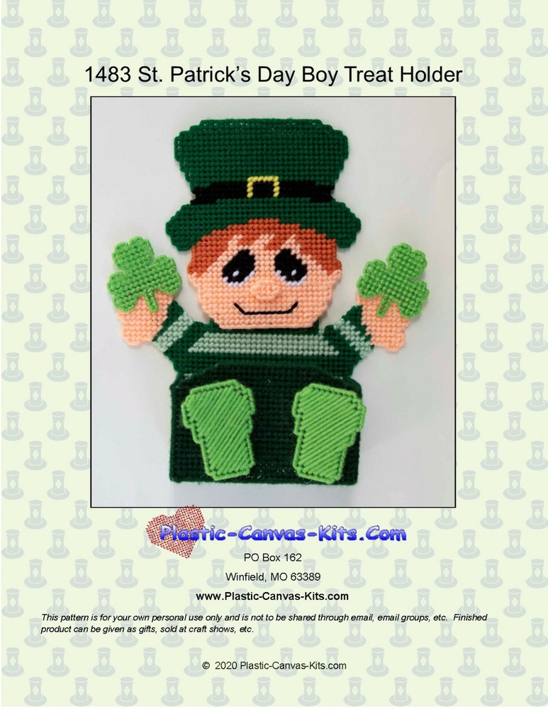 St. Patrick's Day Boy Treat Holder-Plastic Canvas Pattern or Kit