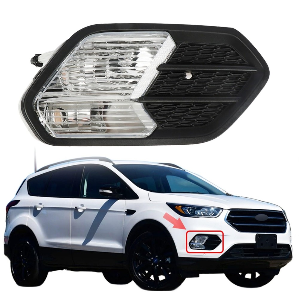Right Passenger Side Fog Halogen Light Assembly Replacement for Escape Black