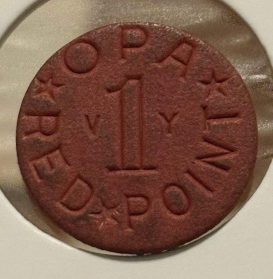 Opa Red Point VY WWII US Ration Token