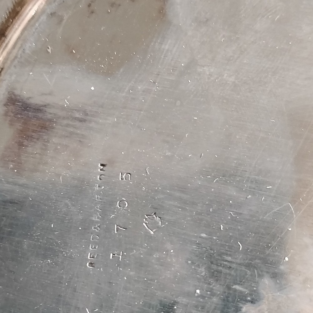 Silver Plated Decorative Tray with Ornate Border, Marked 1705