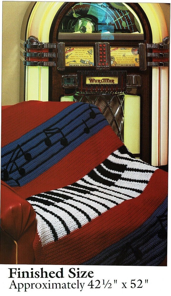 PIANO AFGHAN CROCHET PATTERN ONLY AH200