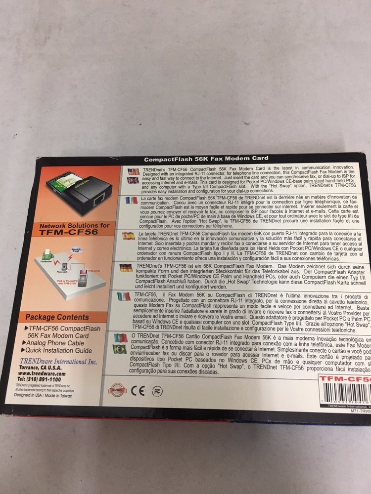 TRENDnet Compact Flash 56K Fax Modem Card