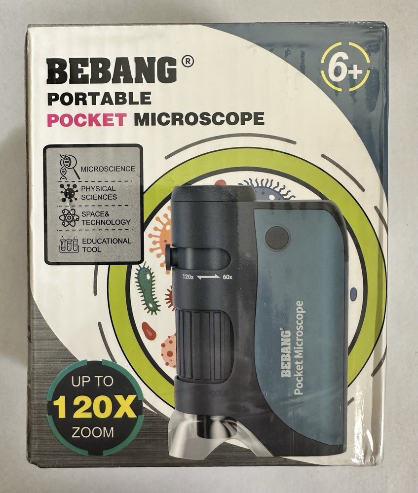 Bebang Pocket Microscope 60X–120X Mini Microscope w/ Slides – NIB