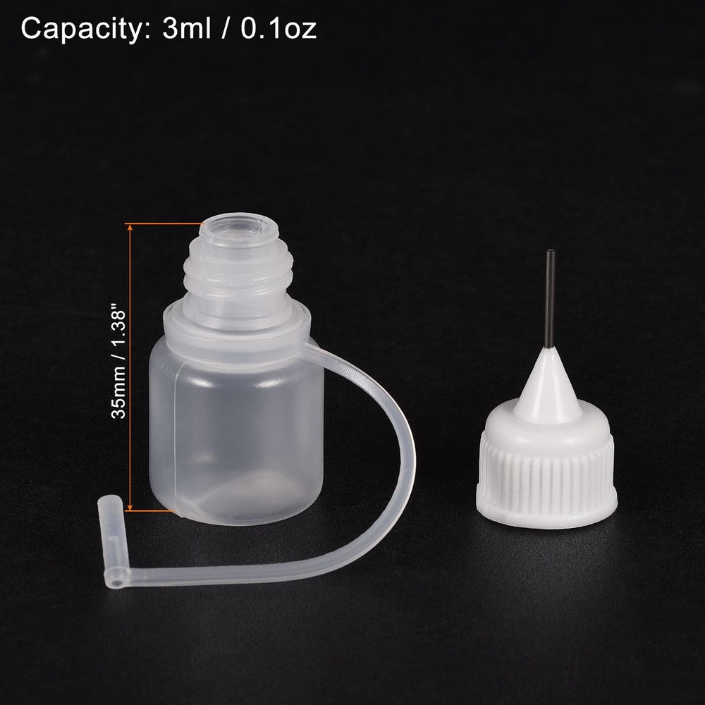 10Pcs 3ml Needle Tip Bottle Plastic Dropper Bottles White Cap