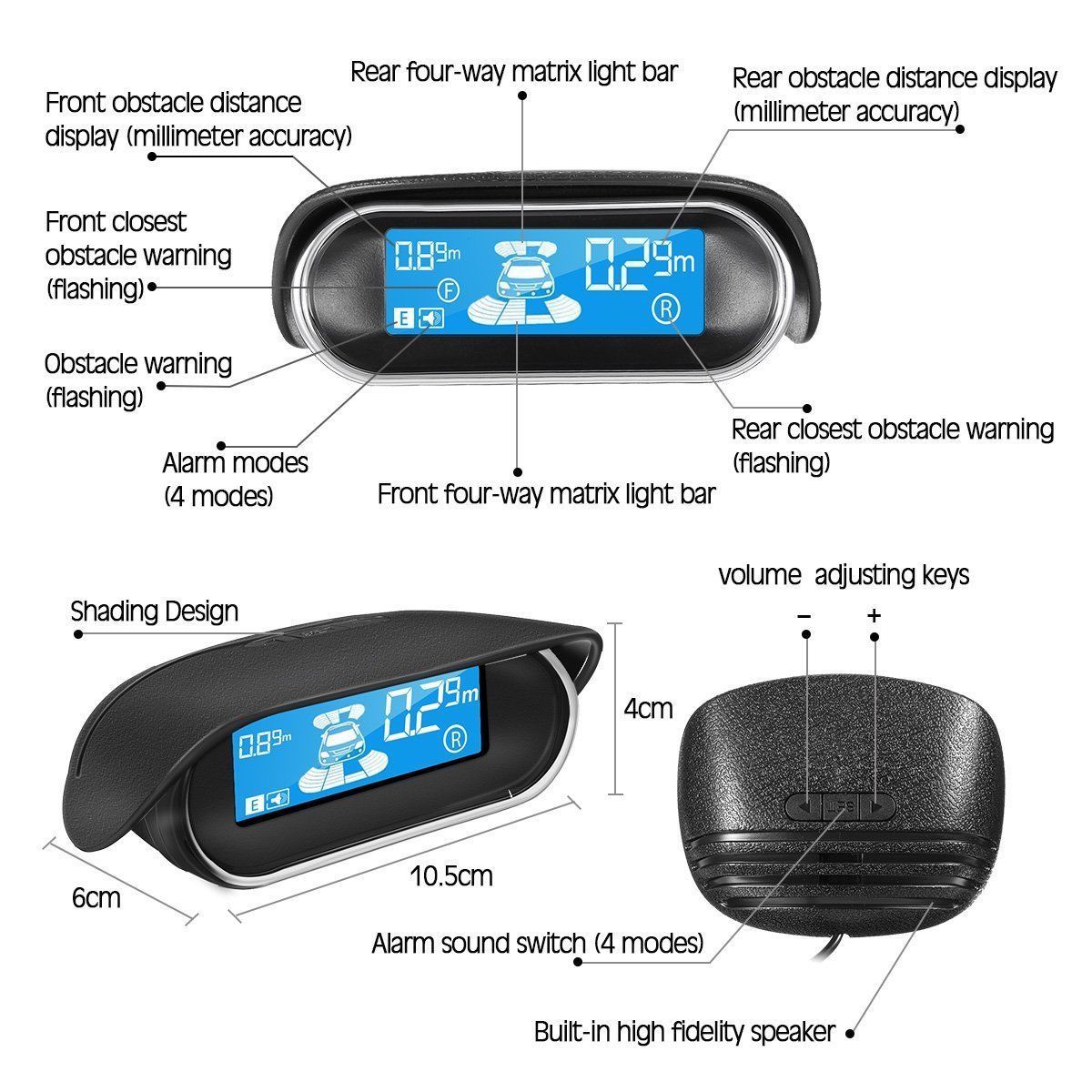 8 Parking Sensors LCD Car Auto Backup Reverse Rear Radar System Alert Alarm Kit